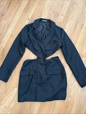 MissyEmpire Black Cutout Blazer Dress